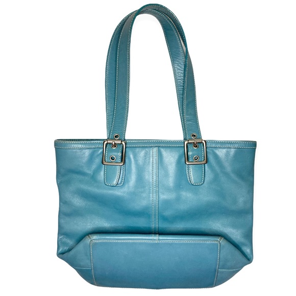 Coach Blue Leather Stitch Tote - Picture 11 of 14